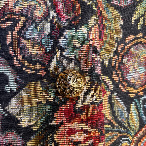 Vintage 80s Moda International Baroque Tapestry Vest Medium Adjustable Back - Picture 6 of 10